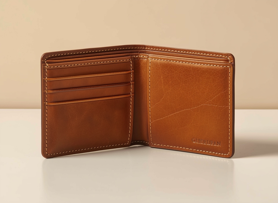 Growenergbright Bifold Wallet in Cognac Leather