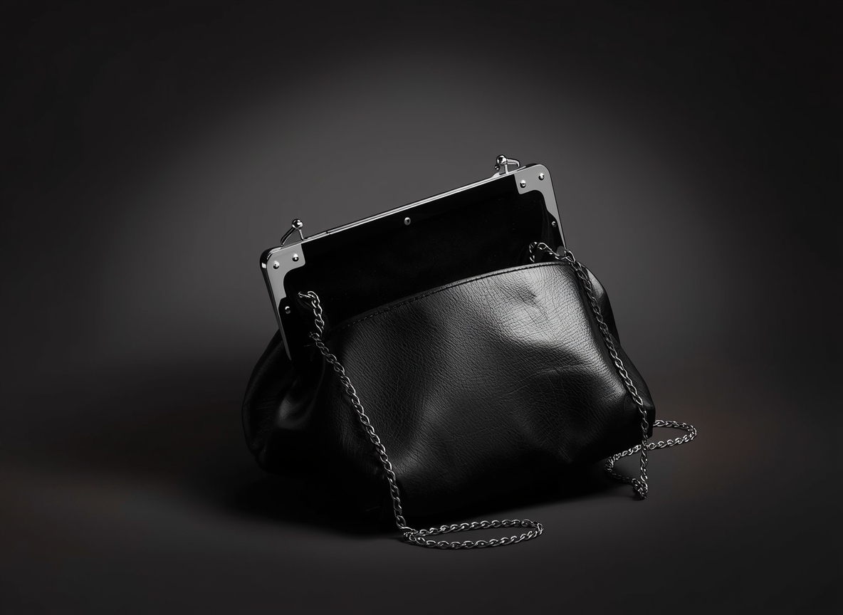 Growenergbright Evening Clutch in Midnight Black Leather
